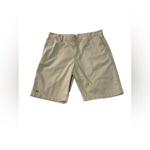 Lacoste Men's Khaki Beige Flat Front Twill Shorts In Size 34” Waist & 10” Inseam